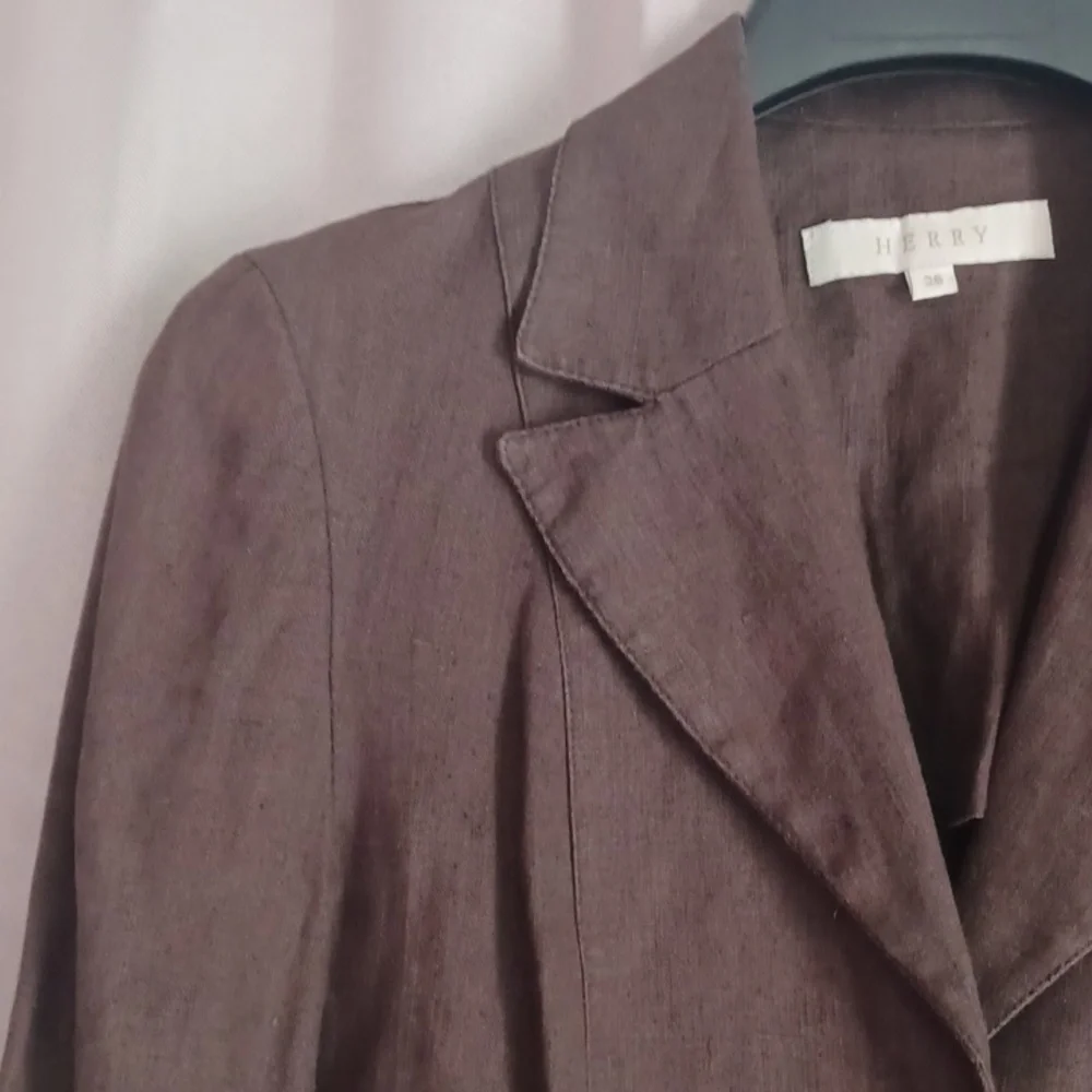 Herry Linen Brown Lightweight Summer Blazer Women's Size 36 Minimalist Capsule